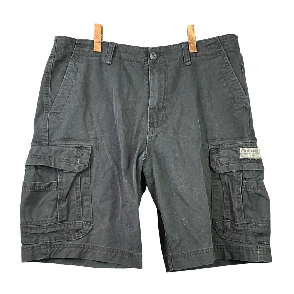Unionbay Cargo Shorts Mens 36 Black Outdoor Hiking Utility Casual Cotton Twill